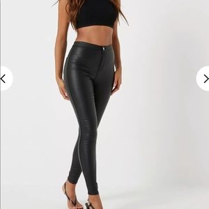 Missguided vice high waisted coated skinny jeans